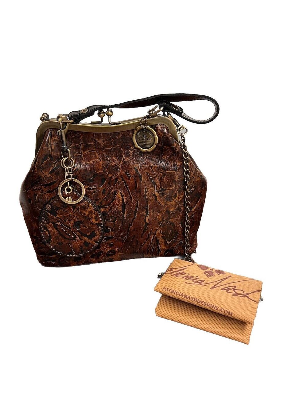 Patricia Nash Leather 10th Anniversary Abstract Animal Print Laurena Frame Bag